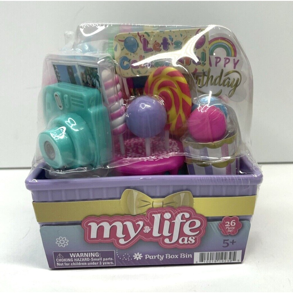 My Life As Party Box Bin‎ 26-Piece Birthday Party Supplies Playset For 18" Dolls